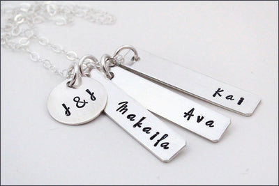 Personalized Family Tag Necklace with Initials | Rose Gold, Gold Filled, or Sterling Silver