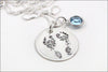 Baby Footprints Necklace with Birthstone| Sterling Silver Etched Jewelry, Custom Mom Jewelry, Custom Baby Feet Jewelry