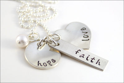 Faith, Hope, & Love Necklace | Sterling Silver Wedding Jewelry, Gift for Bride, Corinthians Jewelry