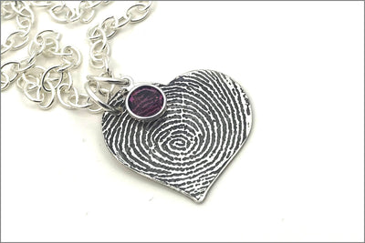 Custom Fingerprint or Thumbprint Heart Necklace