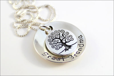 Great Grandma Necklace with Antique Silver Tree of Life Charm