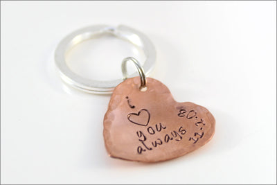 Custom Couples Gift | Copper Heart Keychain, Personalized Wedding Date Gift, Best Anniversary Gifts, Romantic Christmas Gifts for Her