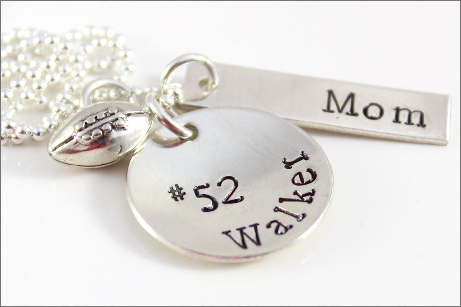 Personalized Football Mom Necklace | Custom Name & Jersey Number