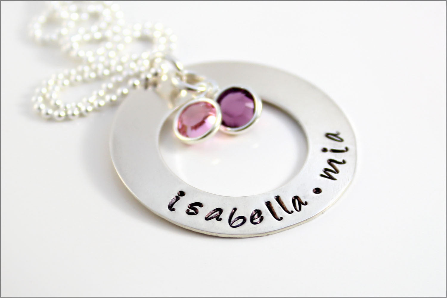 Personalized Mom Necklace | Custom Gifts for Her, Silver Birthstone Necklace, Hand Stamped Mother's Necklace, Gifts for Mom | Mother's Day Gift