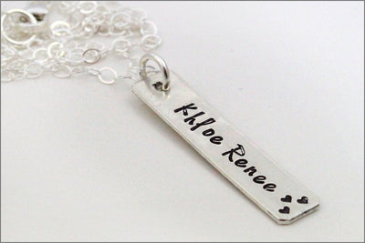 Personalized Vertical Bar Necklace | Sterling Silver, Gold Filled, Rose Gold