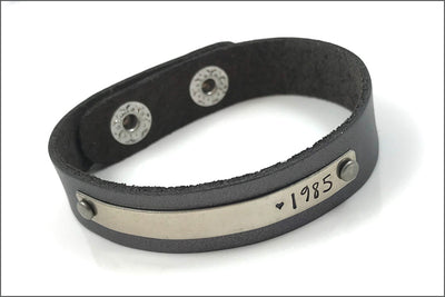 Custom Date 1/2" Leather Bracelet | Personalized Date or Name Bracelet