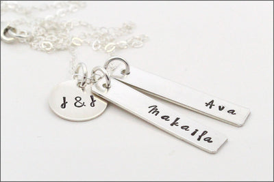 Personalized Family Tag Necklace with Initials | Sterling Silver, Rose Gold, or Gold Filled