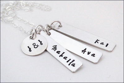 Personalized Family Tag Necklace with Initials | Sterling Silver, Rose Gold, or Gold Filled