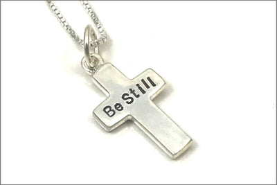 Be Still Cross Necklace | Sterling Silver Cross, Hand Stamped Cross Necklace, Confirmation or Baptism Gift, Silver Cross Necklace