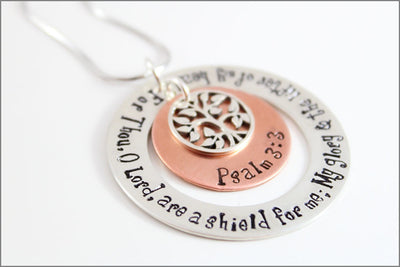 Custom Bible Quote Necklace | Tree of Life Charm