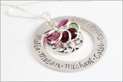 Personalized Grandma Name Necklace | Tree of Life Charm & Birthstone Necklace