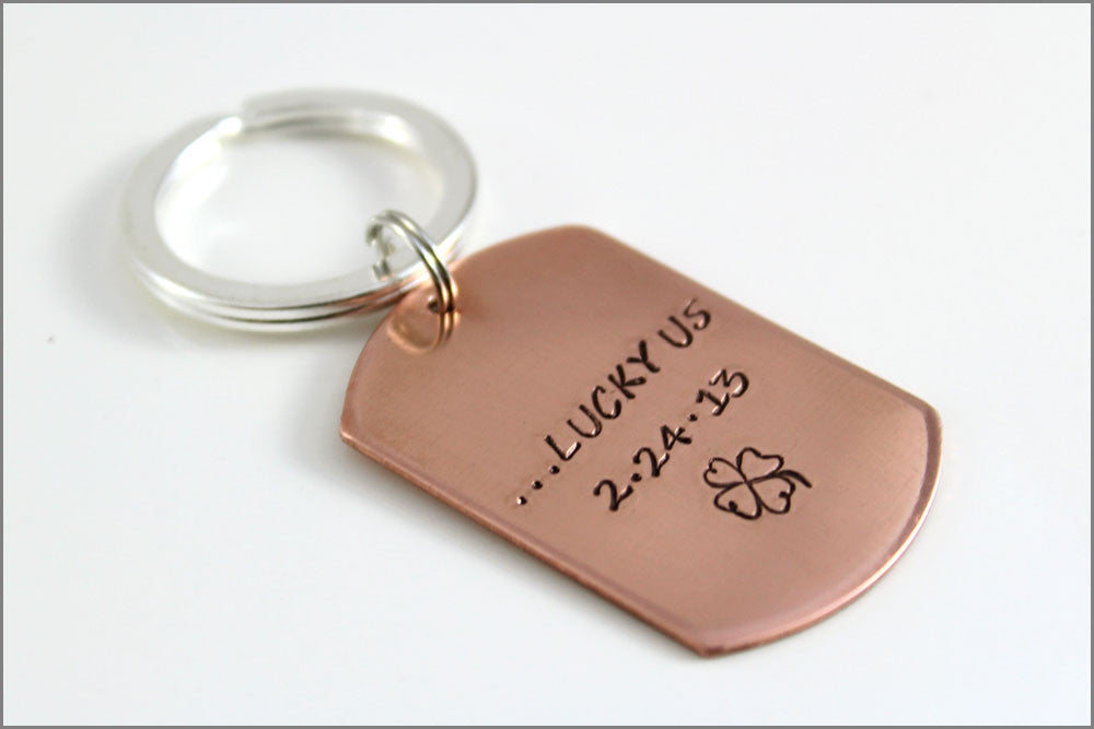 Custom Wedding Date Key Chain | Lucky Us Copper Keychain, Special Gift for Husband, Anniversary Gift for Husband, Custom Gifts for Him