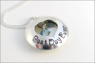 Personalized Wedding Locket with Birthstone | Best Day Ever Heart Necklace