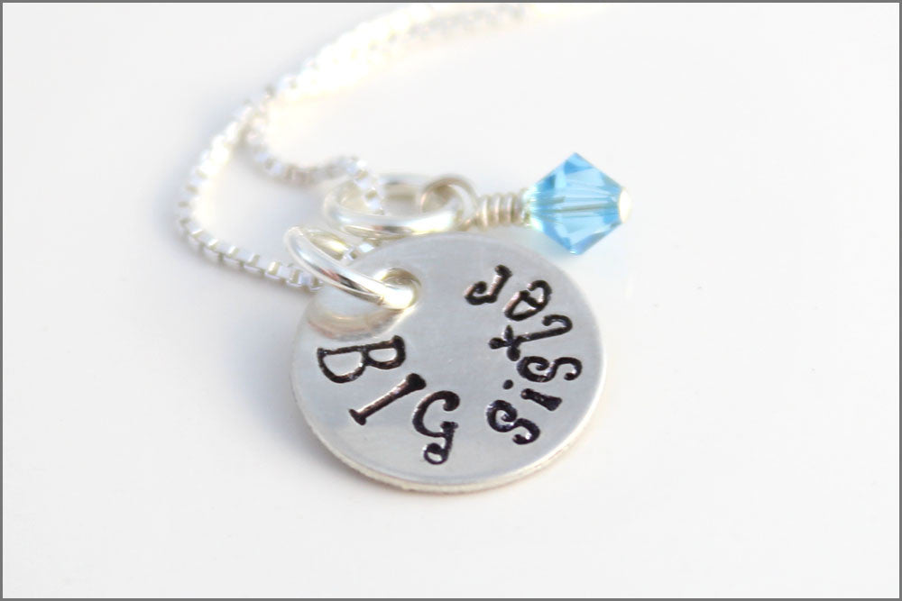 Big Sister Necklace  Small Girls Jewelry, Gift for Big Sister, Silver Girl  Necklace, Sterling Silver Big Sister Necklace, Birthstone Charm - aka  originals