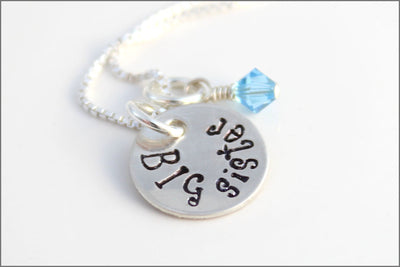 Big Sister Necklace | Small Girls Jewelry, Gift for Big Sister, Silver Girl Necklace, Sterling Silver Big Sister Necklace, Birthstone Charm
