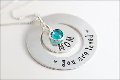 Custom Sterling Silver Mom Necklace | You Are Loved | Personalized & Hand Stamped Jewelry