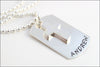Personalized Silver Men's Ball Chain Necklace | Name on Dog Tag with Cross Charm on Ball Chain