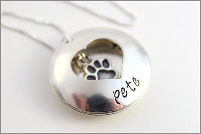 Custom Sterling Silver Pet Name Necklace | Always in My Heart Pet Locket