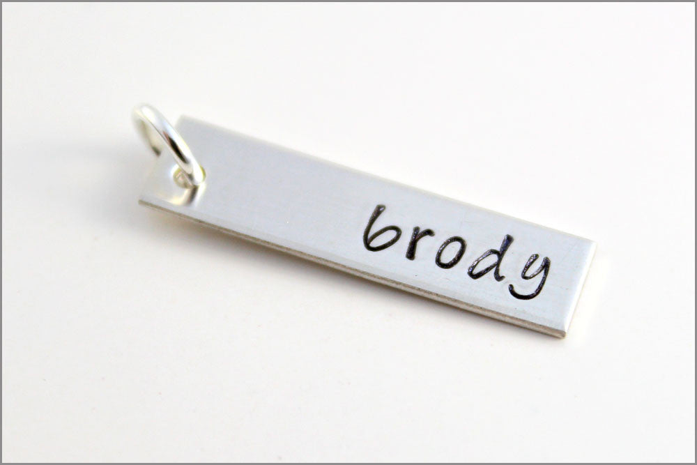 Sterling Silver Tag Pendant | Personalized Name Pendant, 1 Inch Name Pendant, Custom Date Pendant, Add-On Name Pendant