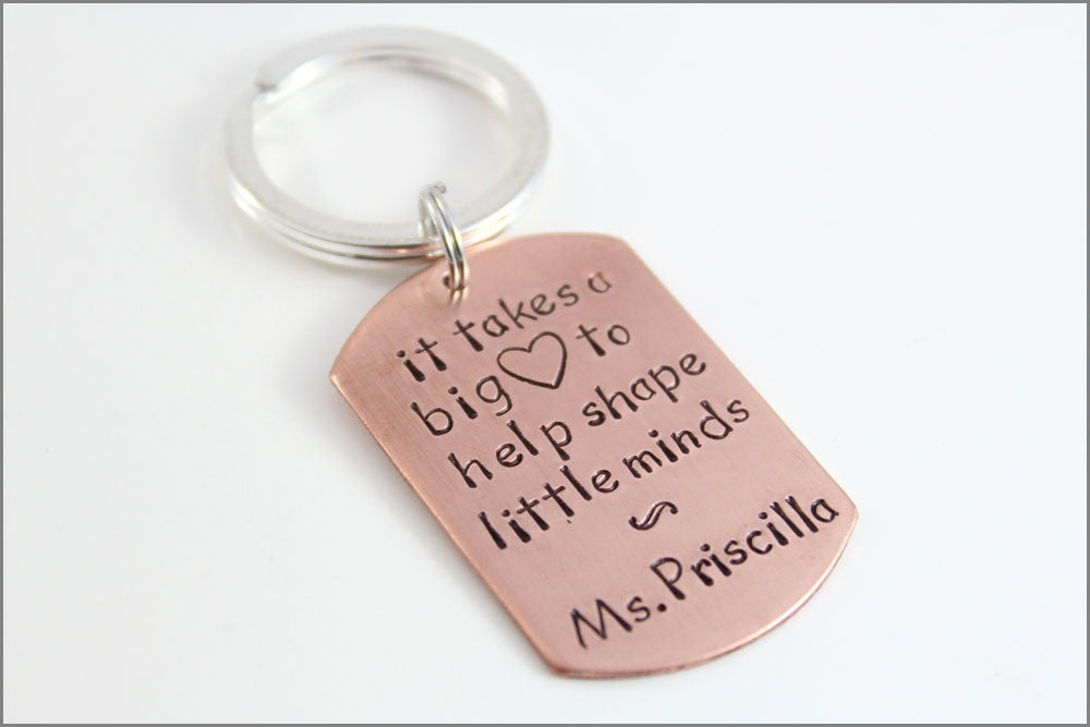 Personalized Teacher Keychain | It Takes A Big Heart to Help Shape Little Minds