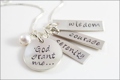 Serenity Prayer Necklace in Sterling Silver | God Grant Me Serenity, Wisdom, Courage