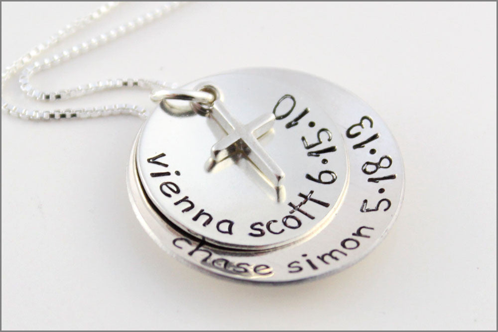 Personalized Silver Stacked Necklace | Name and Birthdate Necklace