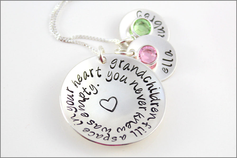Personalized Grandchild Necklace with Two Custom Name Charms