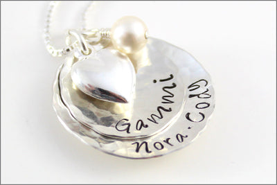 Personalized Gammi Necklace with Puffy Heart & Birthstone