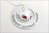 Serenity Prayer Necklace with Puffy Heart | Sterling Silver God Grant Me Serenity, Courage, Wisdom Hand Stamped Jewelry