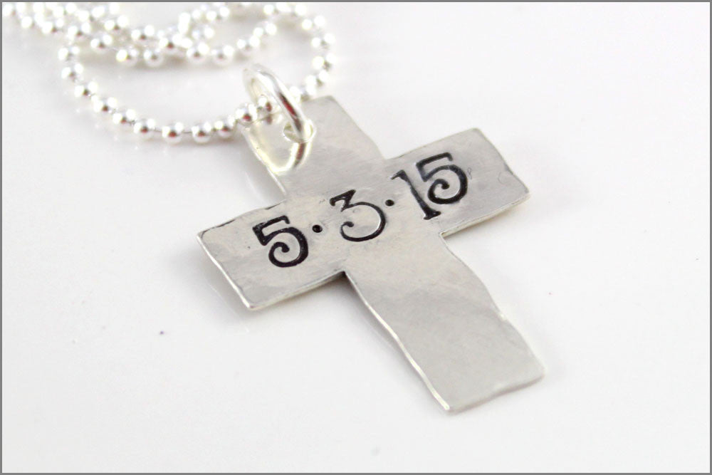 Personalized Silver Heart Cross Necklace - Love & Faith