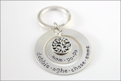 Personalized Grandma Keychain | Sterling Silver Tree of Life, Custom Name Key Chain, Small Gifts for Grandma, Unique Grandma Gifts