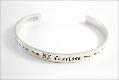 Personalized Sterling Cuff Bracelet | Be Fearless with Arrow Designs