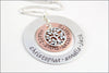 Personalized Silver Grandma Necklace | Sterling Silver & Copper Necklace, Tree of Life Charm, Many Name Necklace, Gifts for Grandma