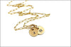 Dainty Gold Initial Disc Necklace with Paperclip Style Chain