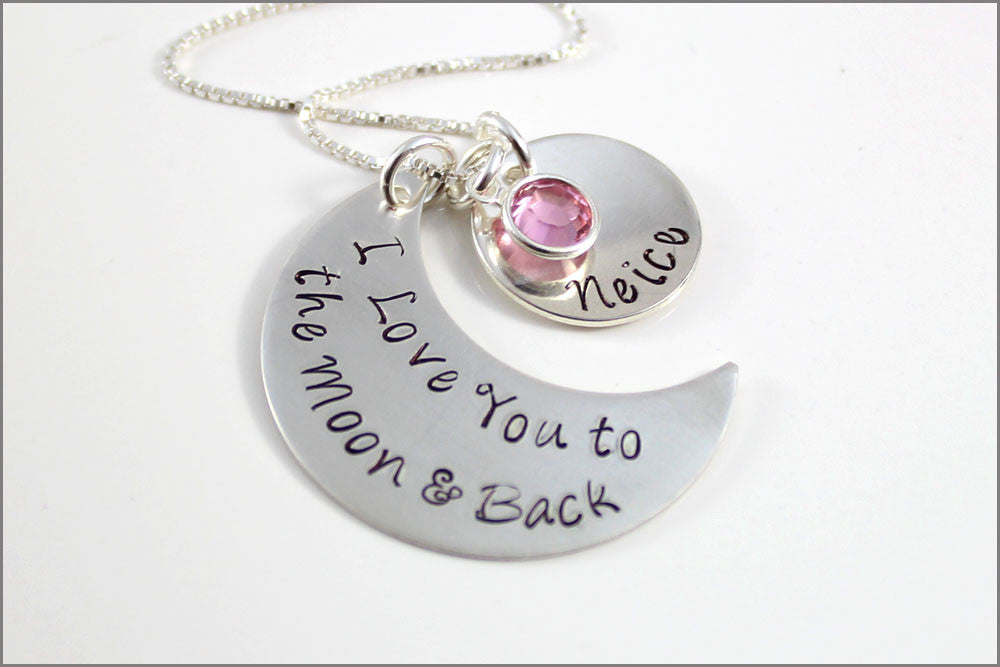 Custom Moon Shape Necklace | I Love You to the Moon & Back Necklace, Personalized Name Pendant, Personalized Mom Jewelry