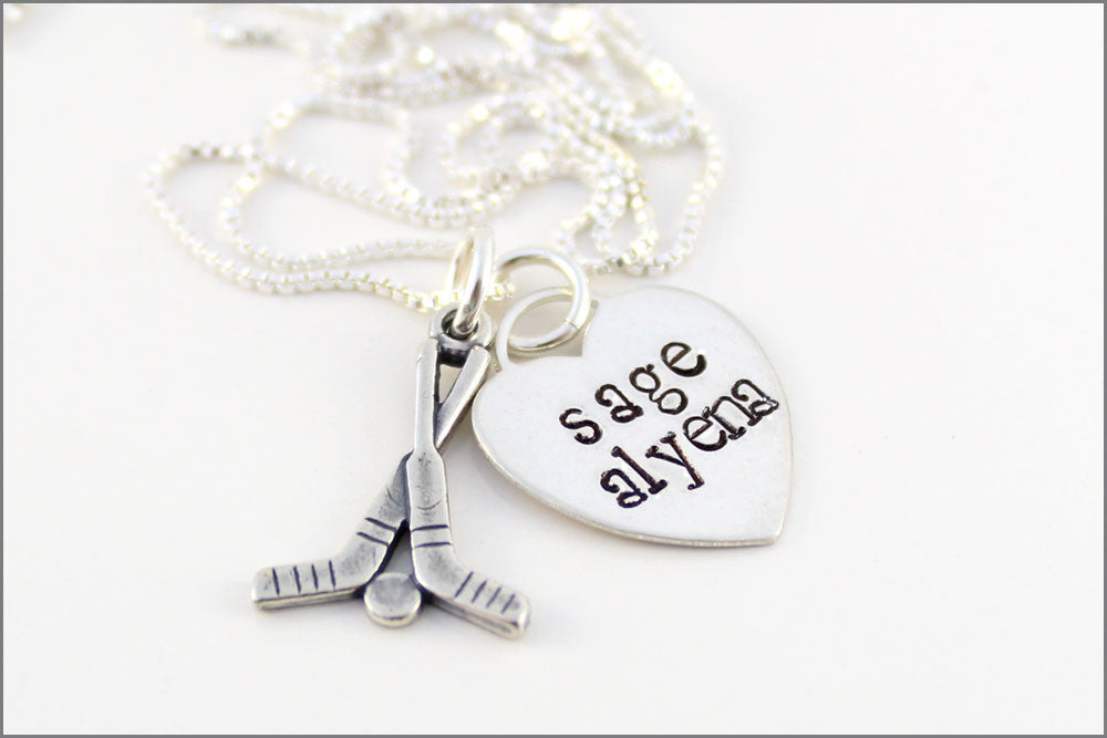Personalized Hockey Mom Necklace | Sports Mom Necklace, Custom Sports Mom Jewelry, Hockey Player Name Necklace, Gifts for Sports Mom