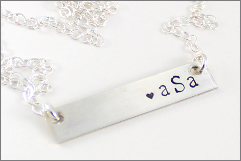 Personalized Monogram Bar Necklace | Sterling Silver, Gold Filled, or Rose Gold