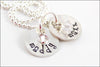 Two Disc Sterling Silver Necklace with Birthstones