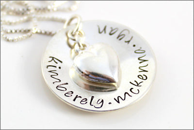 Personalized Mom Necklace with Puffy Heart | Custom Name Necklace