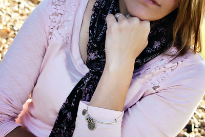 Personalized Sterling Silver Bangle Bracelet | Initial Charms