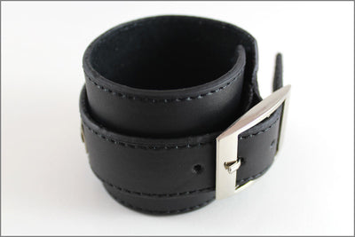 Custom Leather Cuff Bracelet in Black, White or Red | Your Custom Words Names or Dates