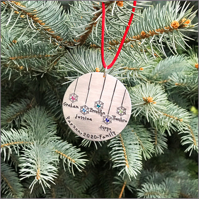 Christmas Snowflake Ornament  | Personalized with Names, Birthstones & Year