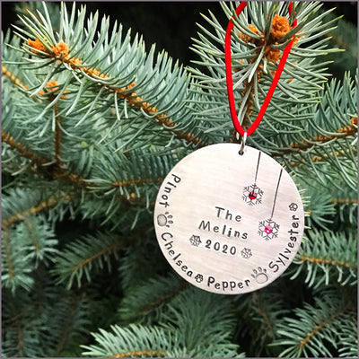 Christmas Ornament Pet Parents  | Personalized with Names, Birthstones & Year