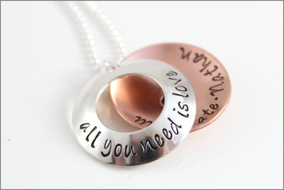 Personalized Family Necklace | All You Need Is Love, Locket Necklace, Beatles Jewelry, Custom Family Necklace, Necklace with Childrens Names
