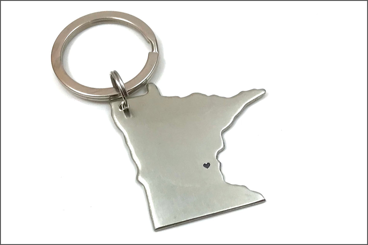 I Heart Minnesota Keychain | Unique Gift for Her, Minnesota Key Chain, Custom State Keychain, Gift Exchange Ideas