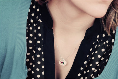 Two Disc Sterling Silver Necklace with Birthstones