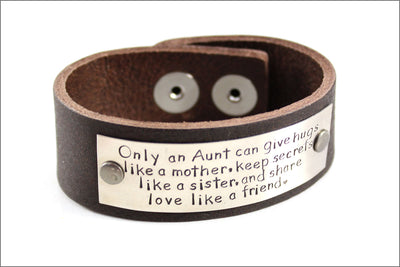 Custom Leather Bracelet | Custom Text Bracelet, Gift for Aunt, Gift for Pet Lover