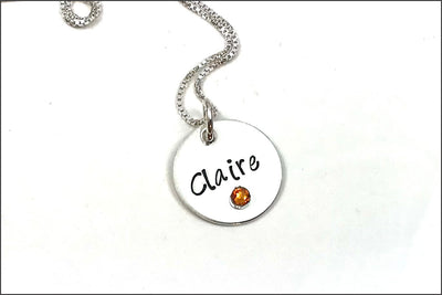 One Name Disc with Birthstone Necklace