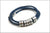 Navy Blue Braided Leather Cord Bracelet | Custom Name Beads