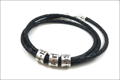 Braided Leather Cord Personalized Bracelet | Custom Name Beads Bracelet